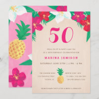 Tropical Floral & Ananas 50e fête d'anniversaire