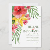 Invitation Tropical Floral Beach Colorful Destination Mariage (Devant)