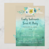 Invitation Tropical Floral Beach Thème Sweet 16 Anniversaire (Devant / Derrière)