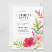 Invitation Tropical floral birthday (Devant)