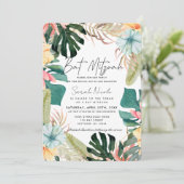 Invitation Tropical Floral & Botanical Plants Bat Mitzvah (Debout devant)