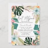 Invitation Tropical Floral & Botanical Plants Bat Mitzvah (Devant)