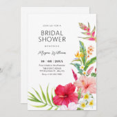 Invitation Tropical floral bridal shower (Devant / Derrière)
