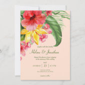 Invitation Tropical Floral Colorful Destination Beach Mariage (Devant)