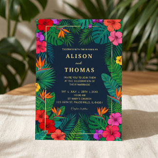 Invitation Tropical Floral Design | Hibiscus & Greenery