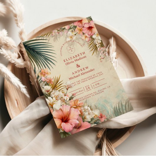 Invitation Tropical Floral Destination Wedding