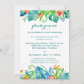 Invitation Tropical Floral Élégant Nous Avons Marié Réception (Dos)