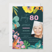 Invitation Tropical Floral été Grand-mère fête d'anniversaire (Devant)