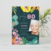 Invitation Tropical Floral été Grand-mère fête d'anniversaire (Debout devant)