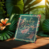 Invitation Tropical Floral Gold Frame Baby shower hawaïen