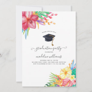Invitation Tropical Floral Graduation Party