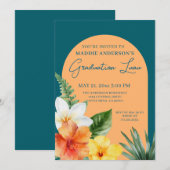 Invitation Tropical Floral Graduation Party (Devant / Derrière)