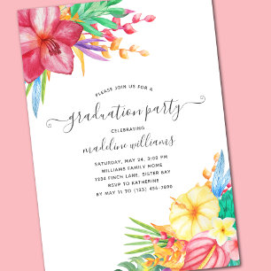 Invitation Tropical Floral Graduation Party