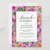 Invitation Tropical Floral Green Brunch Bubbly Douche (Devant)