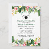 Invitation Tropical Floral Green Graduation Party (Devant)