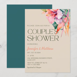 Invitation Tropical Floral Hibiscus Hawaïen Douceur de Couple