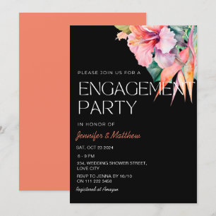 Invitation Tropical Floral Hibiscus Hawaiian Engagement Party