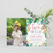 Invitation Tropical Floral Jungle Animaux Anniversaire de enf (Debout devant)