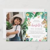 Invitation Tropical Floral Jungle Animaux Anniversaire de enf (Devant)
