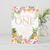 Invitation Tropical Floral Little Miss Onederday (Debout devant)
