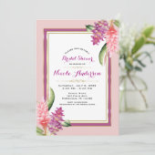 Invitation Tropical Floral Orchidée violet Fête des mariées r (Debout devant)