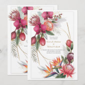 Invitation Tropical Floral Paradise Botanical Gold Wedding  (Devant / Derrière)