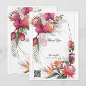 Invitation Tropical Floral Paradise Botanical Gold Wedding (Devant / Derrière)