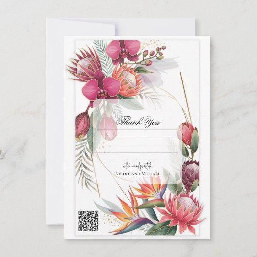 Invitation Tropical Floral Paradise Botanical Gold Wedding (Devant)