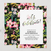 Invitation Tropical Floral Patal Adulte Anniversaire (Devant / Derrière)