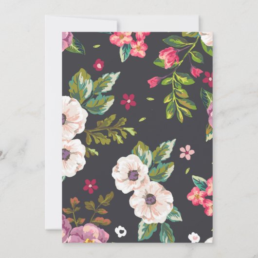 Invitation Tropical Floral Pattern 40e fête d'anniversaire (Dos)