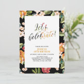 Invitation Tropical Floral Pattern Adulte 40e Anniversaire (Debout devant)