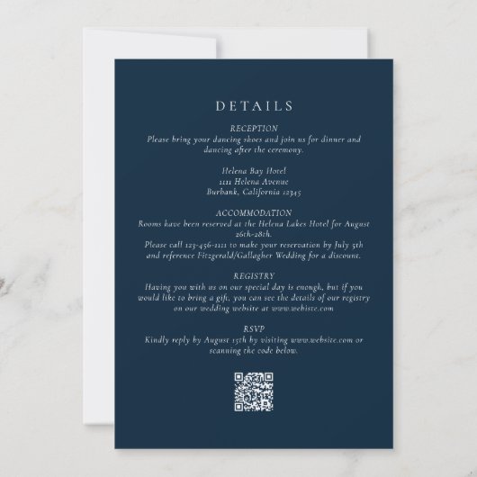 Invitation Tropical Floral QR Code Destination Beach Mariage (Dos)