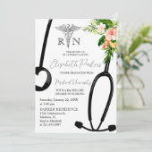 Invitation Tropical Floral RN Nursing School Graduation Party (Debout devant)