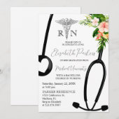 Invitation Tropical Floral RN Nursing School Graduation Party (Devant / Derrière)