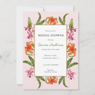 Invitation Tropical Floral rose et blanc Douche nuptiale