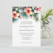 Invitation Tropical Floral rose et orange Mariage officiel (Debout devant)
