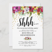 Invitation Tropical Floral Surprise fête d'anniversaire (Devant)