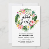 Invitation Tropical Floral Wreath Graduation Luau Party (Devant)
