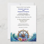 Invitation Tropical Flower Sailing Wheel Nautical Wedding (Devant)