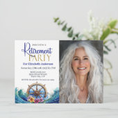 Invitation Tropical Flower Sailing Wheel Retirement Party (Debout devant)