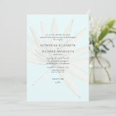 Invitation Tropical Frond Ice Blue Bride Parents Mariage (Debout devant)