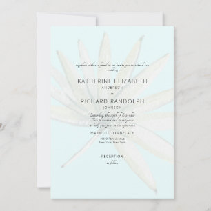 Invitation Tropical Frond Ice Blue Pas de parents Mariage lis