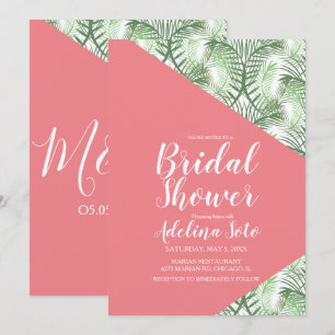 Invitation Tropical Geometrical Palmier Oasis Rose Enterremen