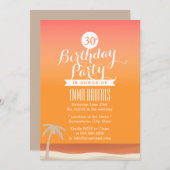 Invitation Tropical Gold Beach Thème Anniversaire (Devant / Derrière)