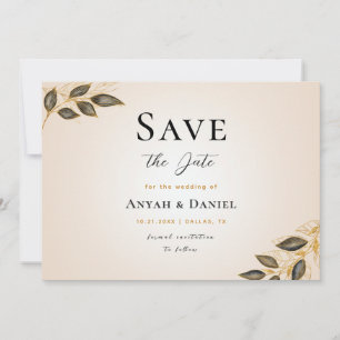 Invitation Tropical Gold & Black Feuille Exotic Cream Fall