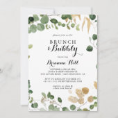 Invitation Tropical Gold Brunch et Bubbly Fête des mariées (Devant)