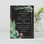 Invitation Tropical Gold Cadre géométrique Noir Blanc Mariage (Debout devant)