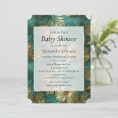 Invitation Tropical Gold Emerald Feuilles verts (Debout devant)