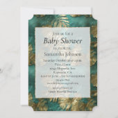 Invitation Tropical Gold Emerald Feuilles verts (Devant)