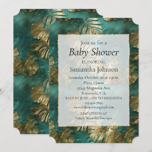 Invitation Tropical Gold Emerald Feuilles verts